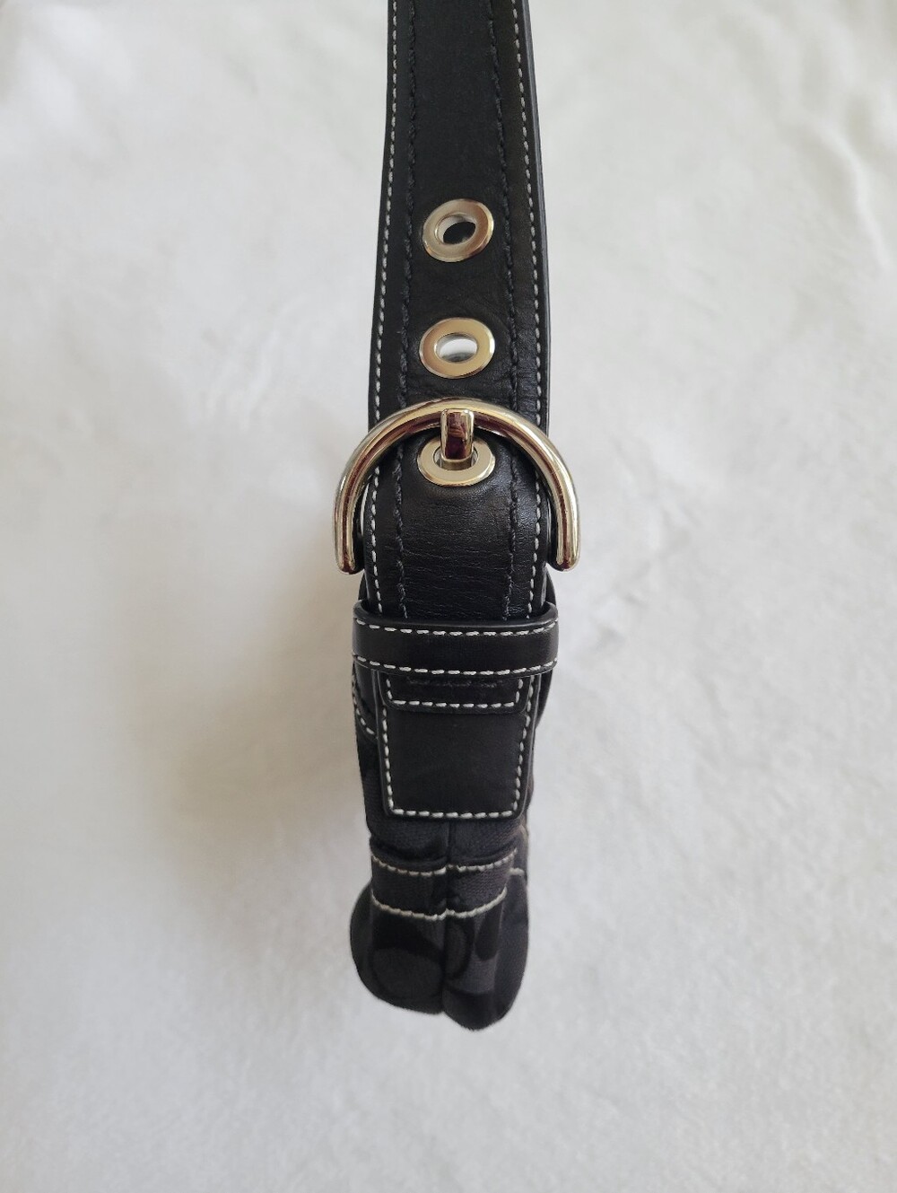 Coach Soho Signature Shoulder Bag Vintage Y2K Black Monogram  Canvas Leather - Picture 4 of 15